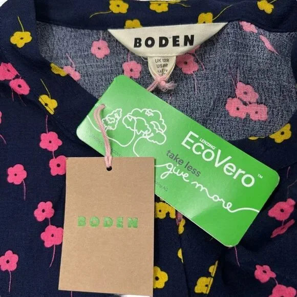 Boden NWT Maxi Floral Pattern Long Sleeve Button-Front Dress Size 8R